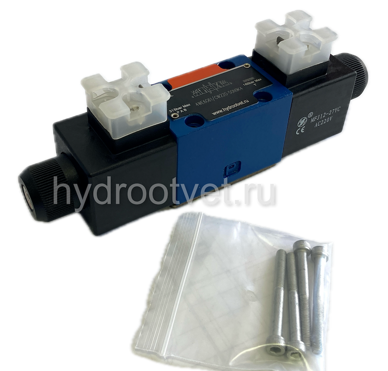 4WE6D61/OFCW110-50N9K4 - Гидрораспределитель золотниковый Ду 6 с электроуправлением, схема D (574А/ОФ), электроуправление W110, возврат - OF = без пружины, с фиксатором