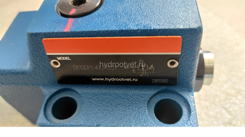 DR10DP1-4X/210Y - Редукционный клапан Ду 10 трехлинейный, прямого действия с давлением регулировки до 210 бар, 1 = рукоятка, обратный клапан - есть