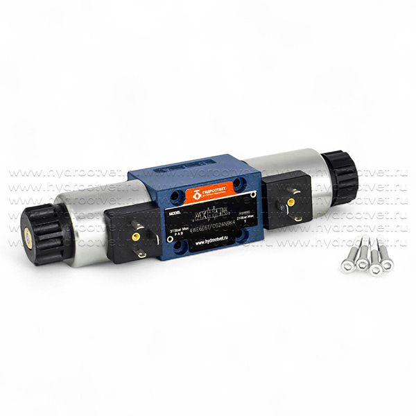 4WE6E61/CG24N9K4 - Гидрораспределитель золотниковый Ду 6 с электроуправлением, схема E (44), электроуправление G24, возврат - пружинный