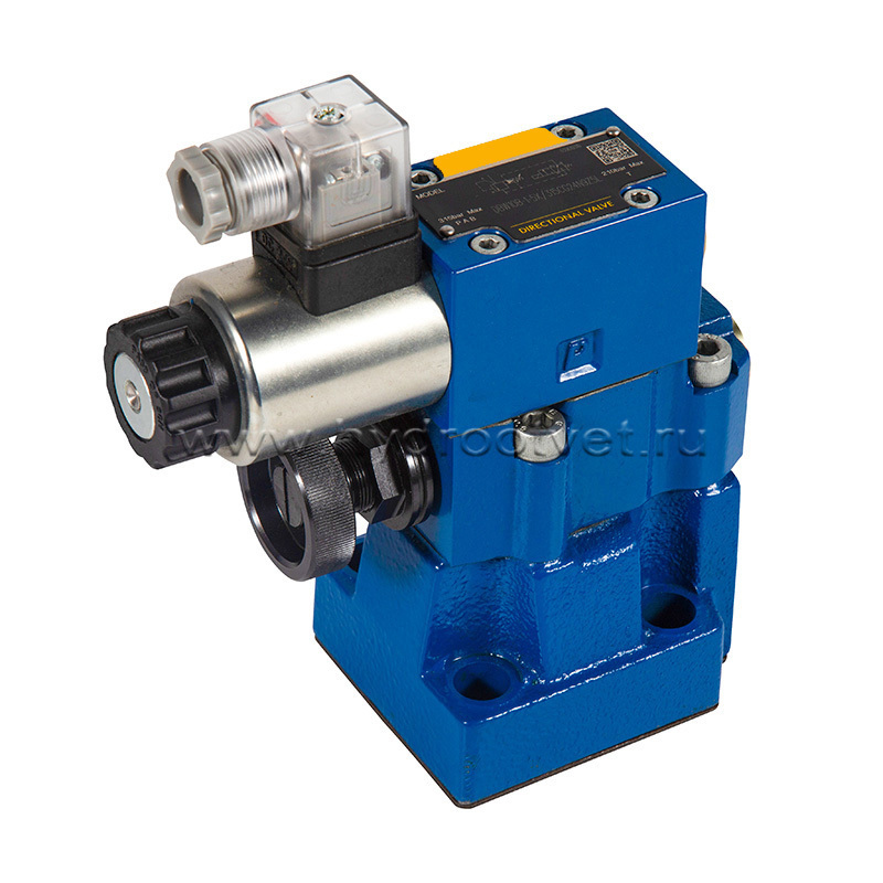 DBW10B2-5X/200CW220-50N9K4 - Предохранительный клапан Ду10 с давлением настройки до 200 бар, управление - X и Y - внутренние с разгрузкой B = открыт с электроуправлением W220