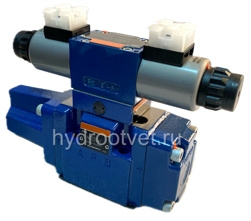 4WRZ10W6-25-7X/6EG24N9ETK4/D3V - Пропорциональный распределитель Ду10 без усилителя, номинальный расход 25 л/мин, схема W6, каналы управления ET - X и Y - внутренние