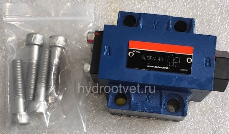 SL10PA1-40 - Гидрозамок для монтажа на плиту Ду10, дренаж - L = есть, А = с предварительным открытием (стандартный вариант), давление открытия 1,5 бар