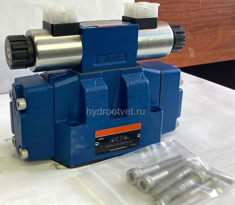 4WEH16E7X/6EG24N9ETK4/B10 - Гидрораспределитель с электроуправлением Ду16 схема E (44), напряжение G24, каналы управления ET - X и Y - внутренние