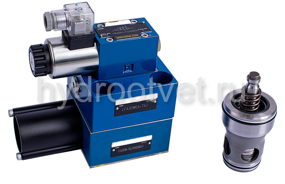 LFA16EWA-7X/CA20DQMG24 - Крышка для логического клапана, типоразмер Ду16 функционал - EWA = крышка с электрическим контролем закрытого положения под установку золотникового или седельного распределителя, уплотнение NBR