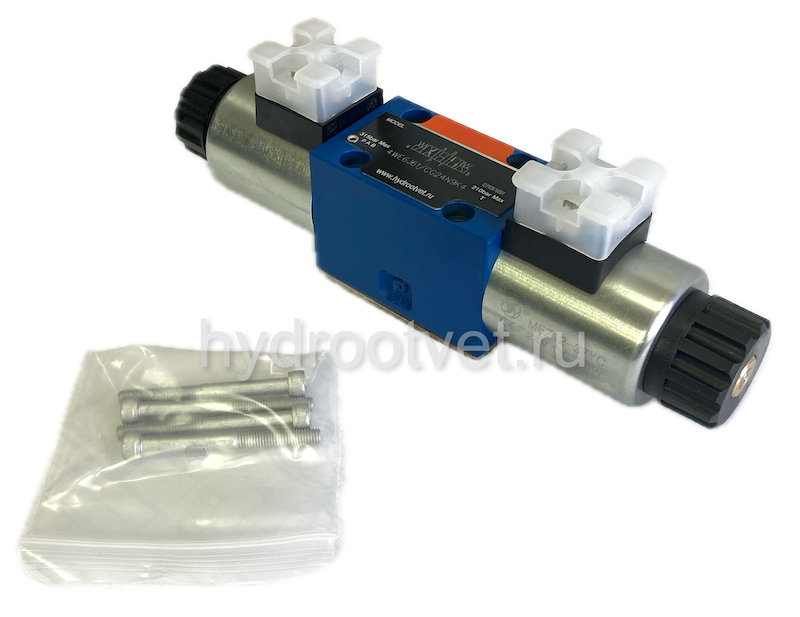 3WE6A61/OFCG24N9K4 - Гидрораспределитель золотниковый Ду 6 с электроуправлением, схема A (573/ОФ), электроуправление G24, возврат - OF = без пружины, с фиксатором