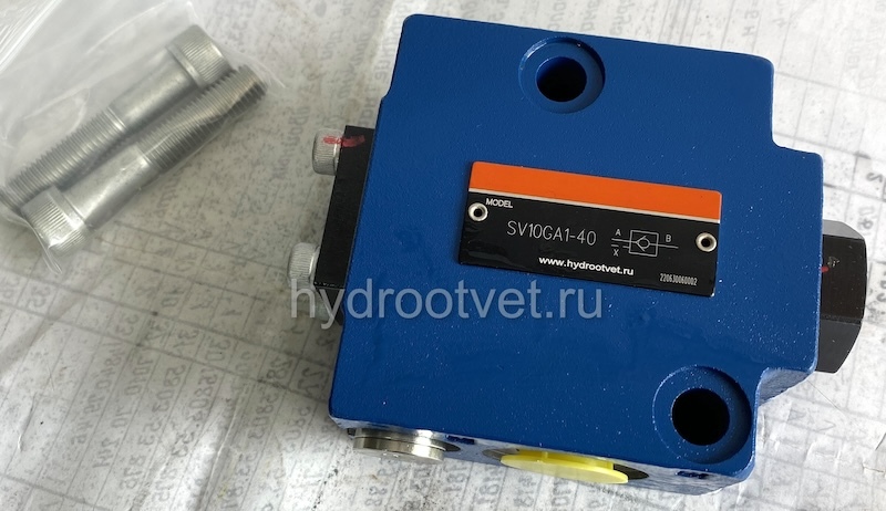 SV10GA1-40 - Гидрозамок Ду10, монтаж резьбовой, дренаж - P = нет, А = с предварительным открытием (стандартный вариант), давление открытия 1,5 бар