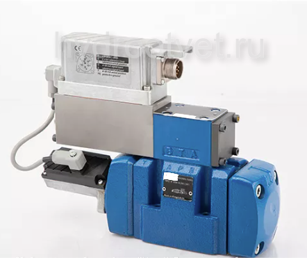 4WRLE10W6-100LJ-4X/MXY/24A1 - Пропорциональный сервораспределитель с обратной связью по положению золотника и со встроенным усилителем (OBE), Ду10, A1 = ±10 В, номинальный расход 100 л/мин, схема W6-, каналы управления XY = X и Y внешние