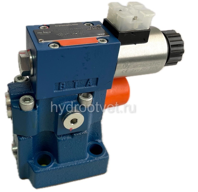 DBW10B2-5X/200CG24N9K4 - Предохранительный клапан Ду10 с давлением настройки до 200 бар, управление - X и Y - внутренние с разгрузкой B = открыт с электроуправлением G24