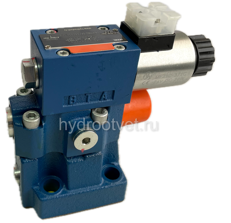 DBW10A2-5X/315YCG24N9K4 - Предохранительный клапан Ду10 с давлением настройки до 315 бар, управление - Y - внешний дренаж с разгрузкой A = закрыт с электроуправлением G24