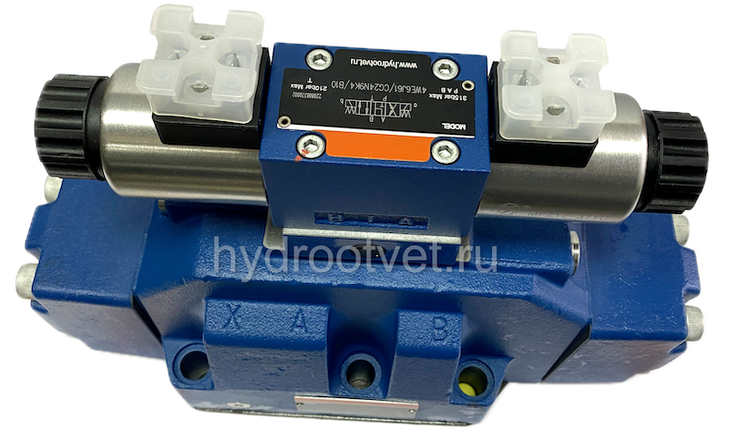 H-4WEH25Q6X/6EG24N9ETK4/B10D3 - Гидрораспределитель с электроуправлением Ду25 схема Q (84), напряжение G24, каналы управления ET - X и Y - внутренние