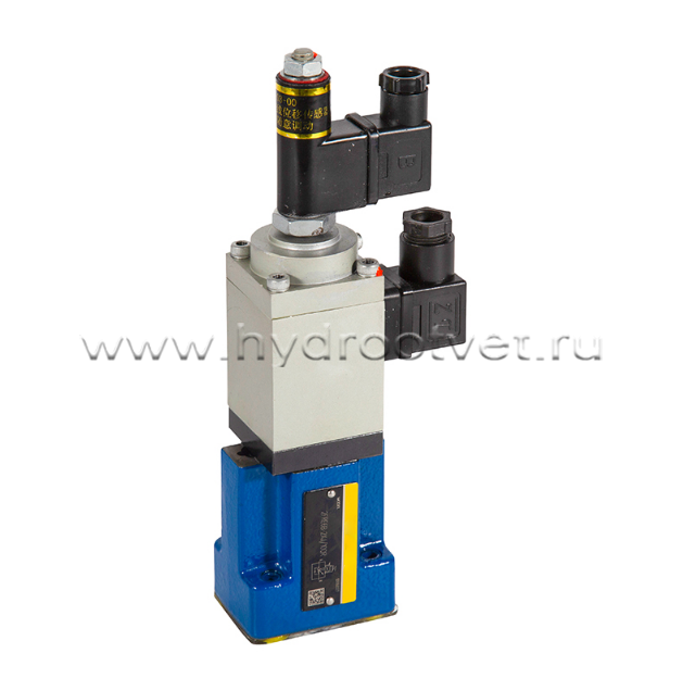 2FRE6A-2X/25QK4RV - Пропорциональный регулятор расхода Ду6 с доп. каналом (для сглаживания), номинальный расход 25 л/мин, характеристика прогрессивная, обратный клапан - есть