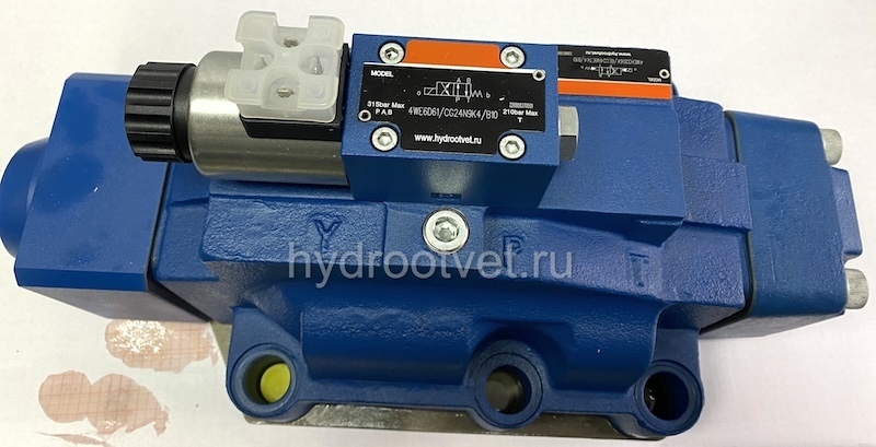 4WEH32D6X/6EG24N9ETK4/B10 - Гидрораспределитель с электроуправлением Ду32 схема D (574А), напряжение G24, каналы управления ET - X и Y - внутренние