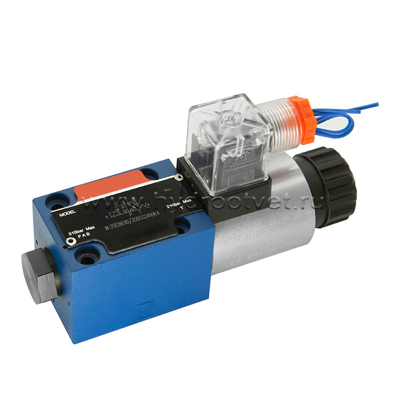 M-3SED6CK1X/350CG24N9K4/P - Гидрораспределитель седельного типа Ду 6 с электроуправлением (на 350 бар), схема CK, обратный клапан - P = встроенный, уплотнение NBR