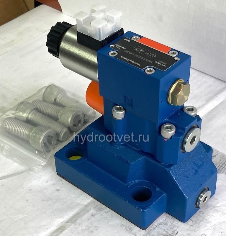 DBW30B2-5X/350CG24N9K4 - Предохранительный клапан Ду32 с давлением настройки до 350 бар, управление - X и Y - внутренние с разгрузкой B = открыт с электроуправлением G24