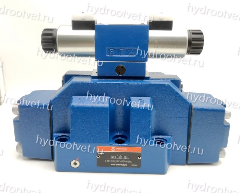 H-4WEH25J6X/6EG24N9ETK4/B10D3 - Гидрораспределитель с электроуправлением Ду25 схема J (34), напряжение G24, каналы управления ET - X и Y - внутренние