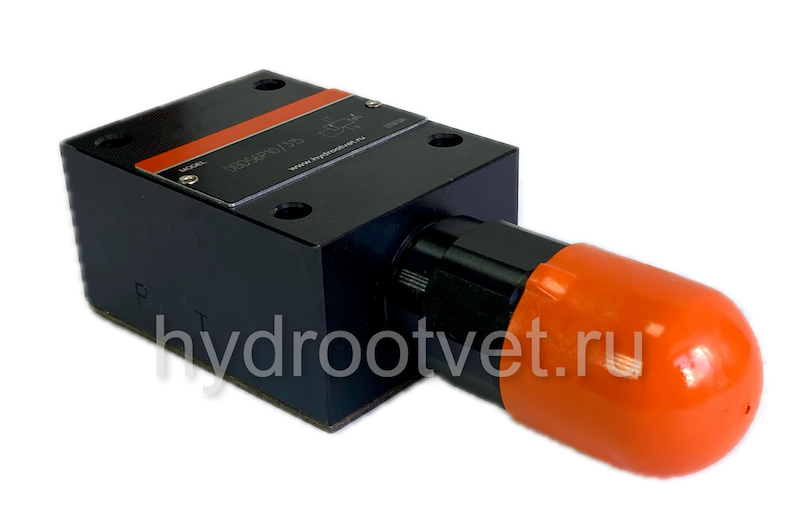 DBDH6P1X/50 - Предохранительный клапан прямого управления Ду6, давление регулировки до 50 бар, тип монтажа - на плиту, элемент регулировки H = рукоятка