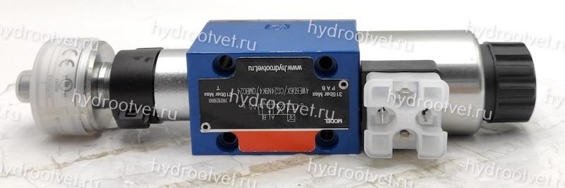 4WE6D6X/СG24N9K4/QMBG24 - Гидрораспределитель с датчиком положения золотника, Ду 6 с электроуправлением, схема D (574А), электроуправление G24, возврат - пружинный