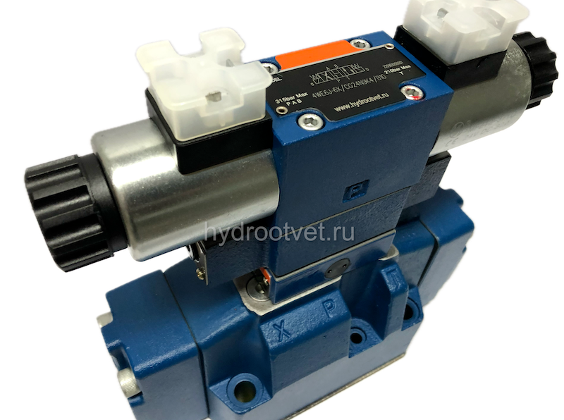 4WEH16Q7X/6EG24N9S2K4 - Гидрораспределитель с электроуправлением Ду16 схема Q (84), напряжение G24, каналы управления X и Y - внешние
