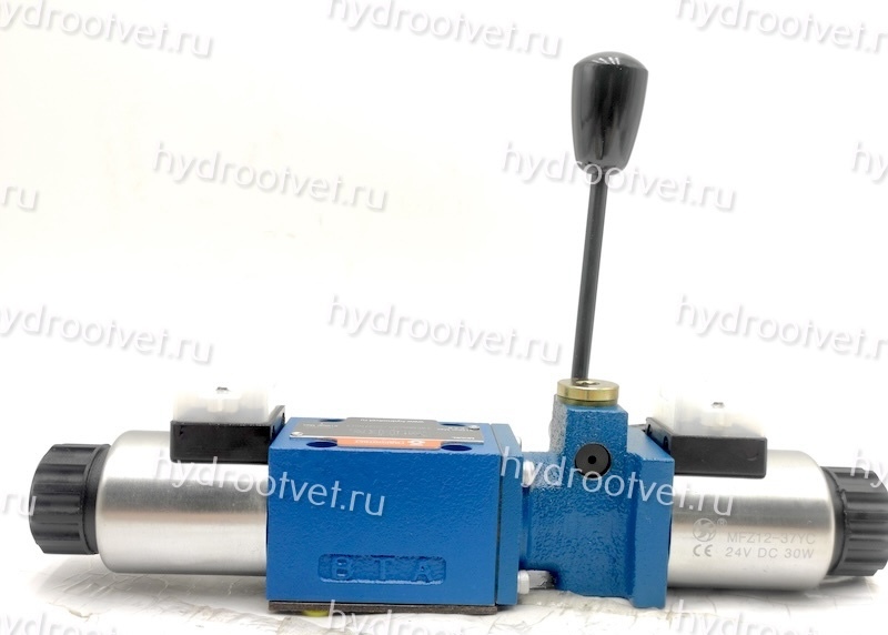 4WEMM6G6X/CG24N9Z4 - Гидрораспределитель золотниковый Ду6 с электрическим и ручным управлением от рычага, схема G (64), электроуправление G24, возврат - пружинный