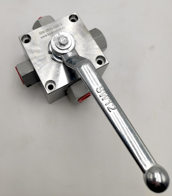 KHB-KH4-DN10-G3/8-X-1112 - Шаровой кран 4/3 на высокое давление, резьба G3/8", закрытые центры