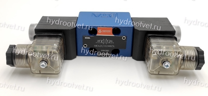 4WE4J2X/CG24N9Z5L - Гидрораспределитель золотниковый Ду 4 (CETOP02) с электроуправлением, схема J (34), электроуправление G24, возврат - пружинный