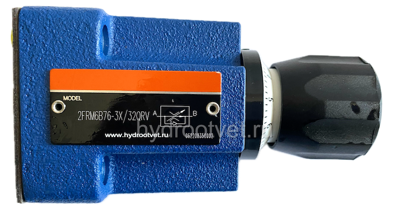 2FRM6B76-3X/25QRV - Регулятор расхода Ду 6 для монтажа на плиту, номинальный расход 25 л/мин, B = без доп. канала (стандарт), обратный клапан - есть