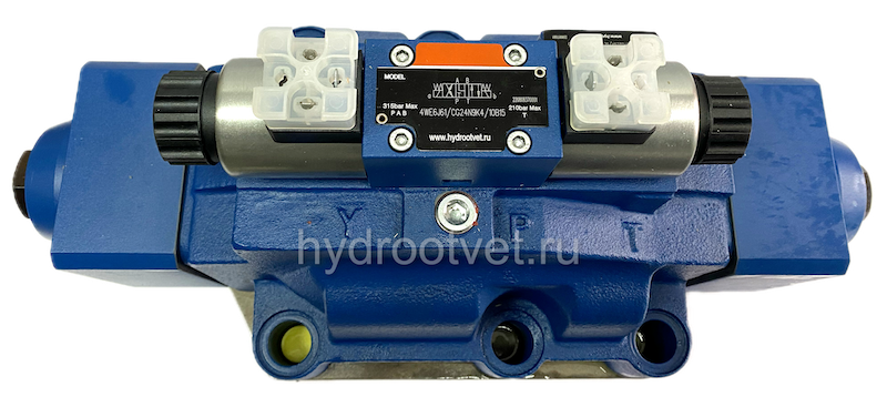 4WEH32E6X/6EG24N9ETK4/B12 - Гидрораспределитель с электроуправлением Ду32 схема E (44), напряжение G24, каналы управления ET - X и Y - внутренние