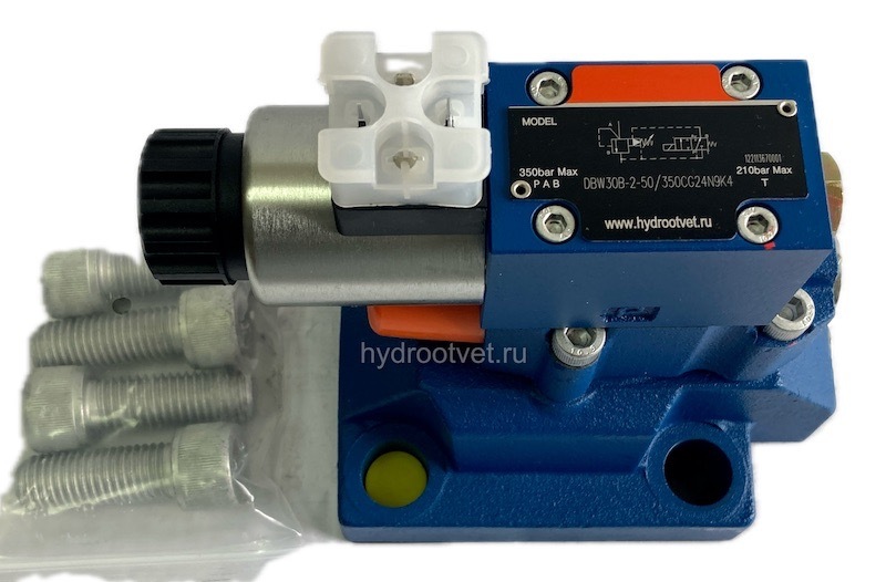 DBW30B2-5X/315CG24N9K4 - Предохранительный клапан Ду32 с давлением настройки до 315 бар, управление - X и Y - внутренние с разгрузкой B = открыт с электроуправлением G24
