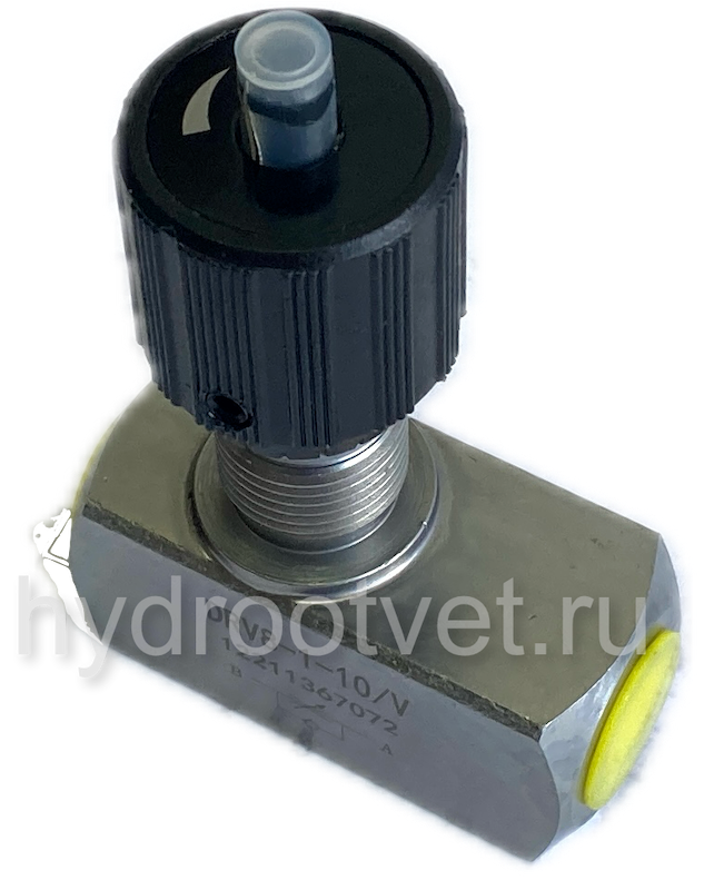 DRV06-1-10/V - Дроссель трубного монтажа c рукояткой, G1/8, обратный клапан - есть