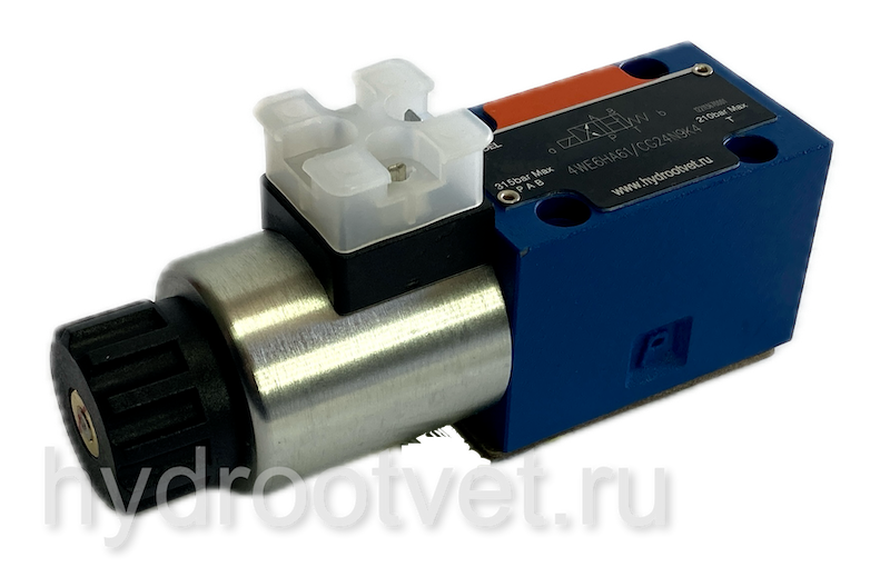 4WE6EB61/CG24N9K4 - Гидрораспределитель золотниковый Ду 6 с электроуправлением, схема EB (44-2), электроуправление G24, возврат - пружинный
