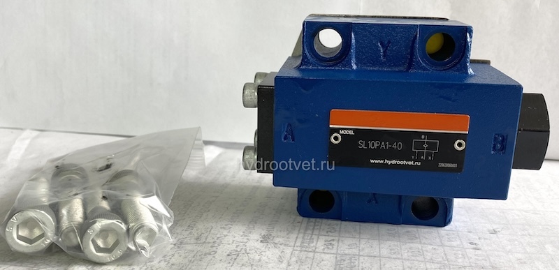 SL10PA1-40 - Гидрозамок для монтажа на плиту Ду10, дренаж - L = есть, А = с предварительным открытием (стандартный вариант), давление открытия 1,5 бар