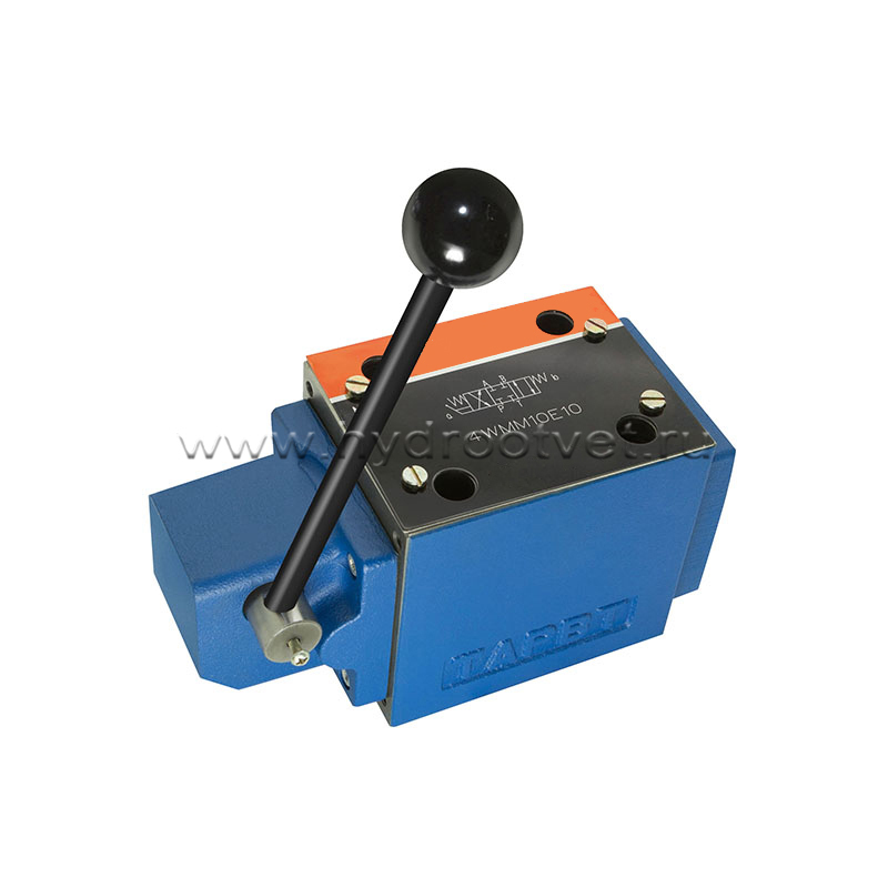 4WMM10H10 - Гидрораспределитель Ду 10 с ручным управлением, схема H (14), возврат - пружинный