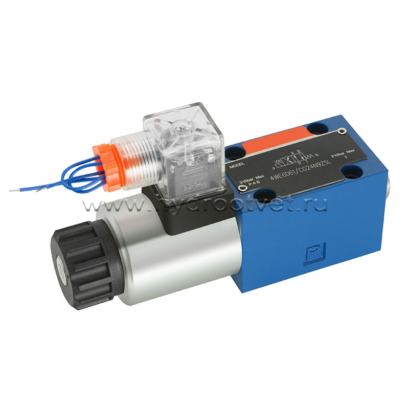 4WE6QA61/CG24N9K4 - Гидрораспределитель золотниковый Ду 6 с электроуправлением, схема QA (84-1), электроуправление G24, возврат - пружинный