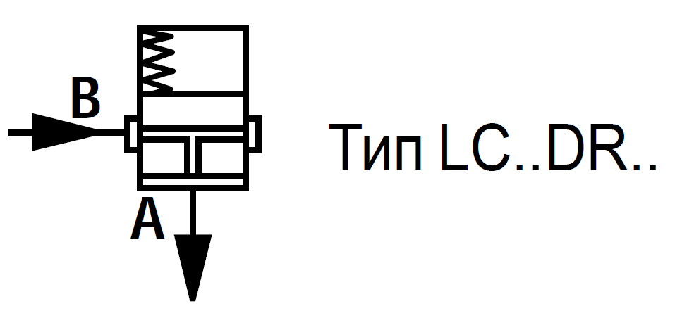 LC40DR40E7X/V - Логический клапан (патрон) Ду40, функция - редукционный клапан давления, давление открытия 4 бар, E = без канавки для тонкого уплотнения, уплотнение V = FKM