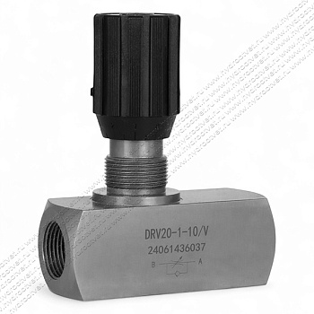 DRV20-1-10/V - Дроссель трубного монтажа c рукояткой, G1, обратный клапан - есть