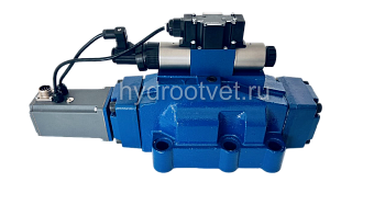 4WRTE32V600L-4X/6EG24K31/A1M - Пропорциональный быстродействующий распределитель с обратной связью по положению золотника и со встроенным усилителем (OBE), Ду32, A1 = ±10 В, номинальный расход 600 л/мин, схема V, каналы управления X и Y = внешние